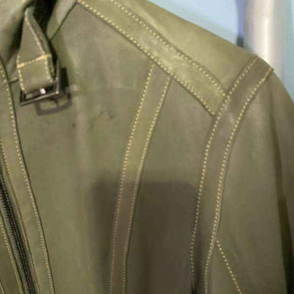 Andrew Marc Leather Moro Jacket Olive - Picture 11 of 16
